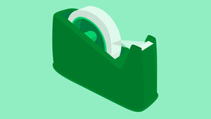 A Sellotape dispenser on a light green background.