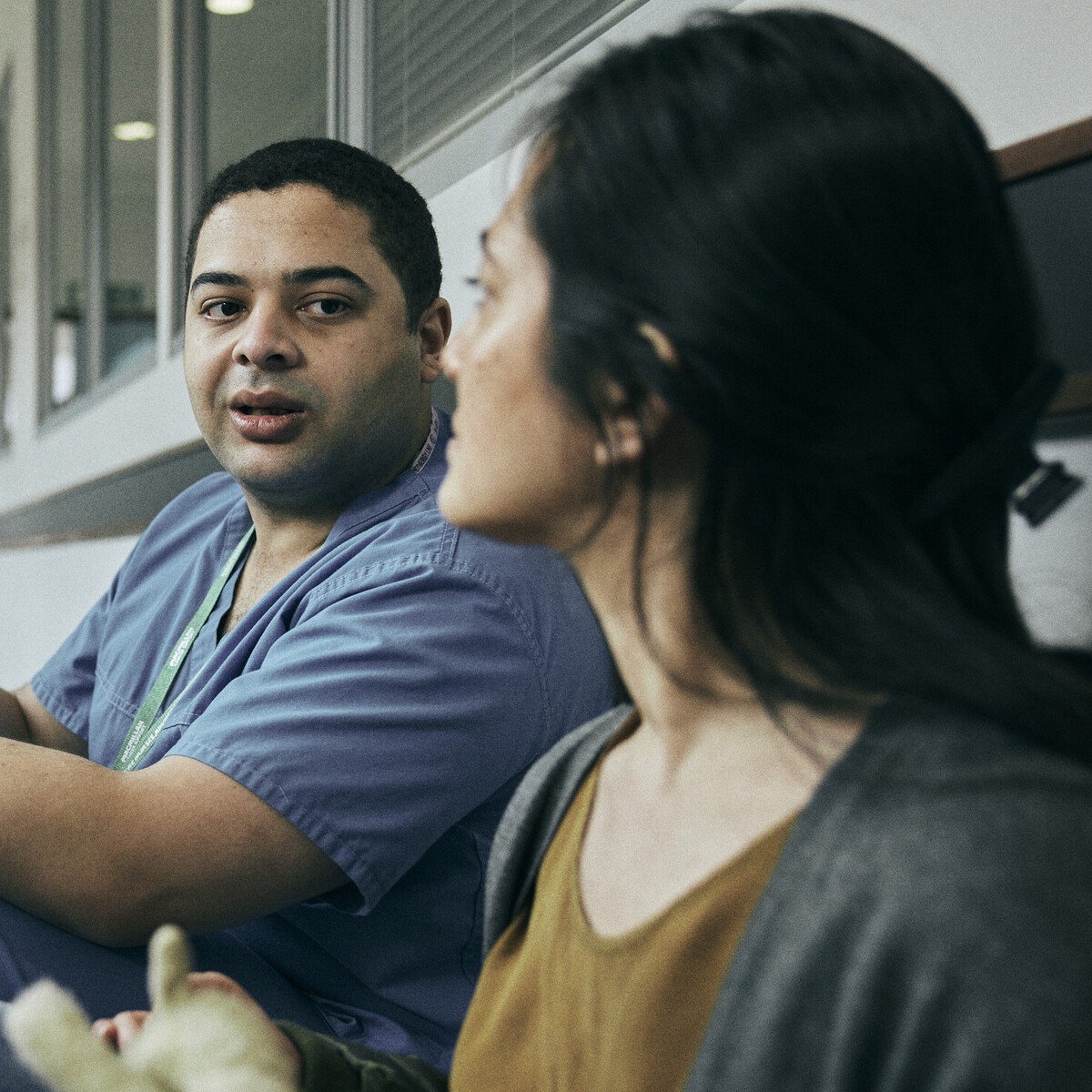 Male nurse and woman